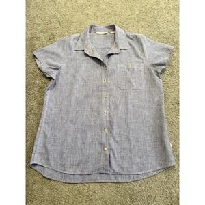Women’s Orvis Tech Short Sleeve Shirt Chambray Large Blue Gray EUC